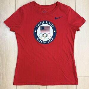 Nike USA Olympic Team Red Dri-Fit‎ Tee Women's M 2020 Tokyo Cotton Blend Shirt